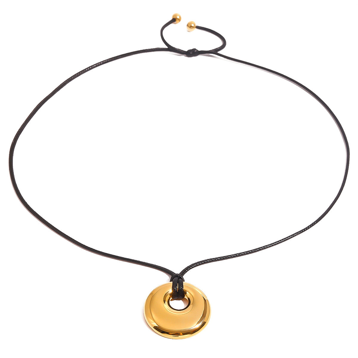 Minimalist Geometric Round Hollow Polished Stainless Steel Pendant Necklace for Women with Titanium Steel Pendant