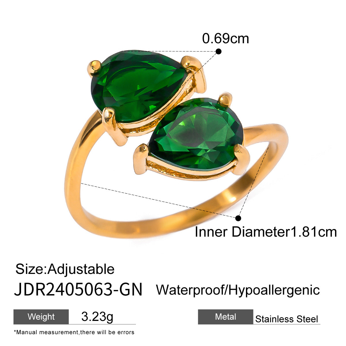 Geometric Heart Plated Stainless Steel Ring for Women
