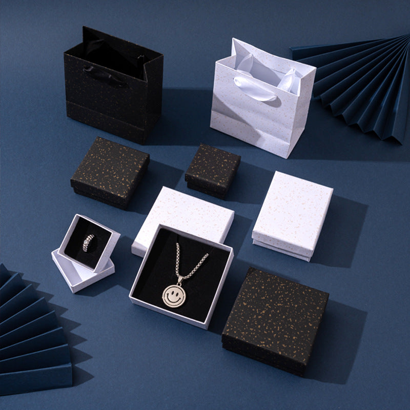 Elegante caja de regalo de joyería negra y dorada para pendientes, collares, anillos y pulseras, exhibición de empaque y almacenamiento