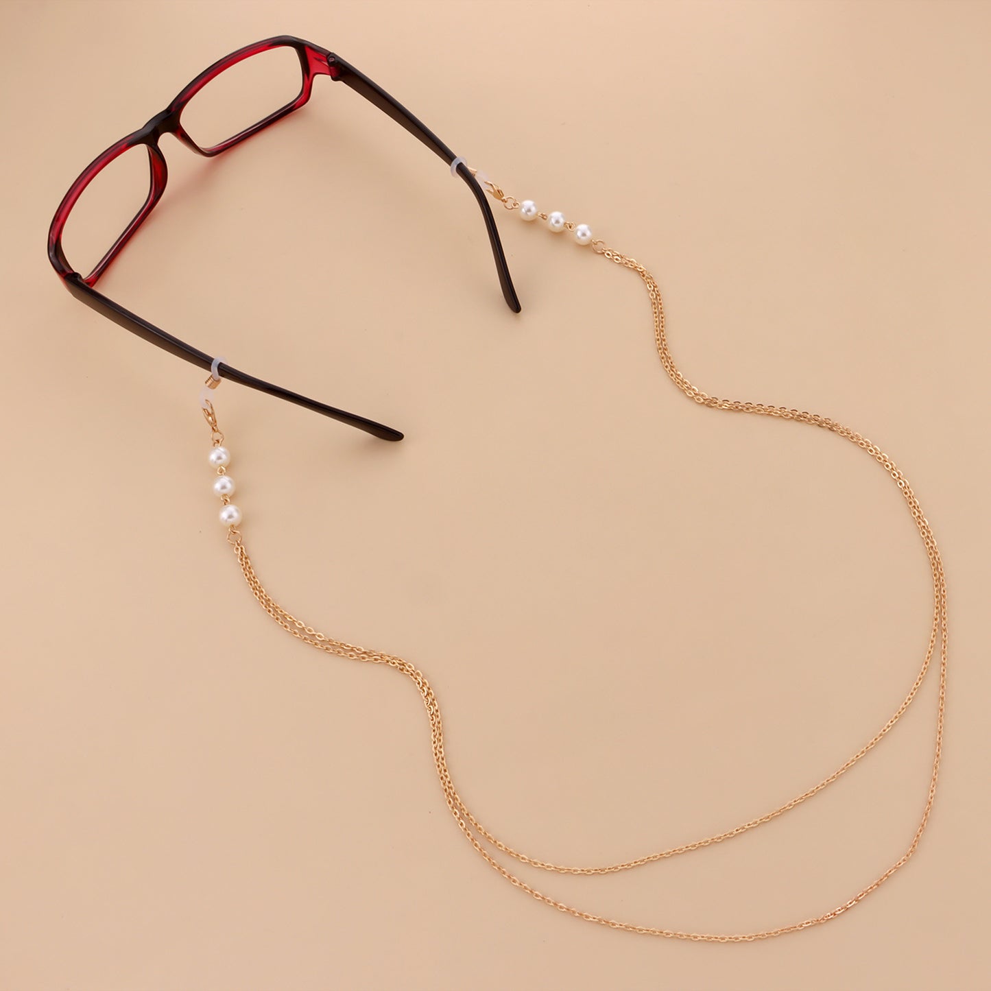 Minimalist White Pearl Alloy Eyewear Chain for Women