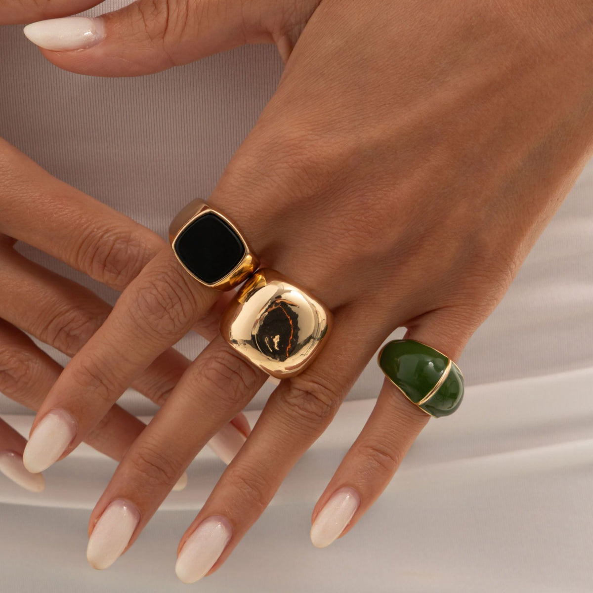 Minimalist Punk Geometric Round Zinc Alloy Drip Oil Plated Ring for Women