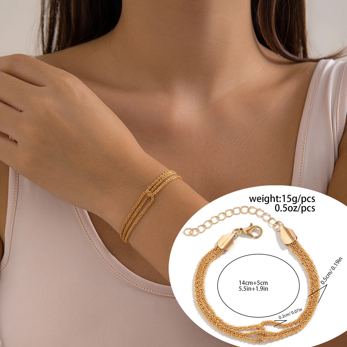 Collana a più strati geometrica minimalista da donna con base in rame e finitura galvanizzata