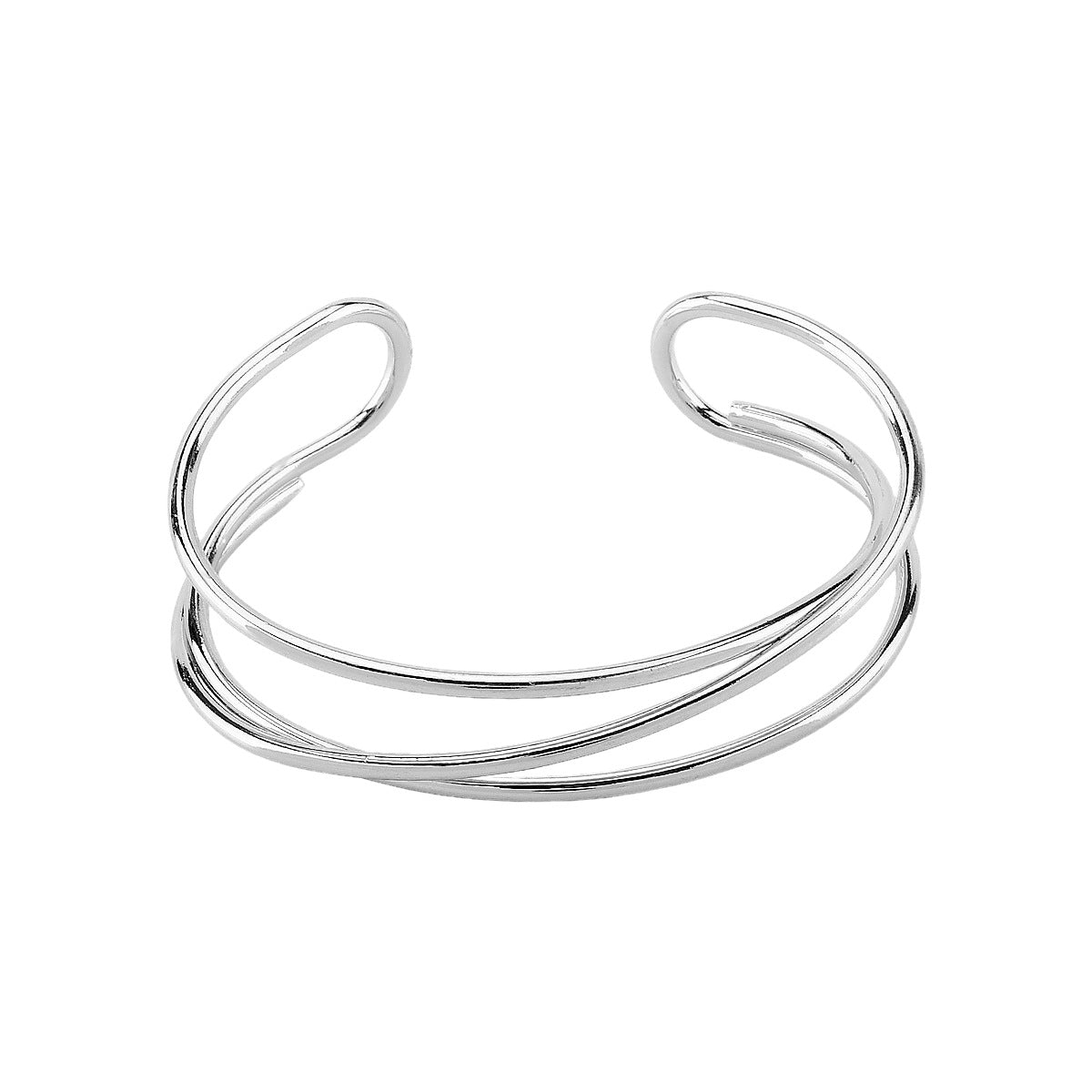 Pulsera minimalista geométrica de línea cruzada para mujer en hierro con acabado chapado