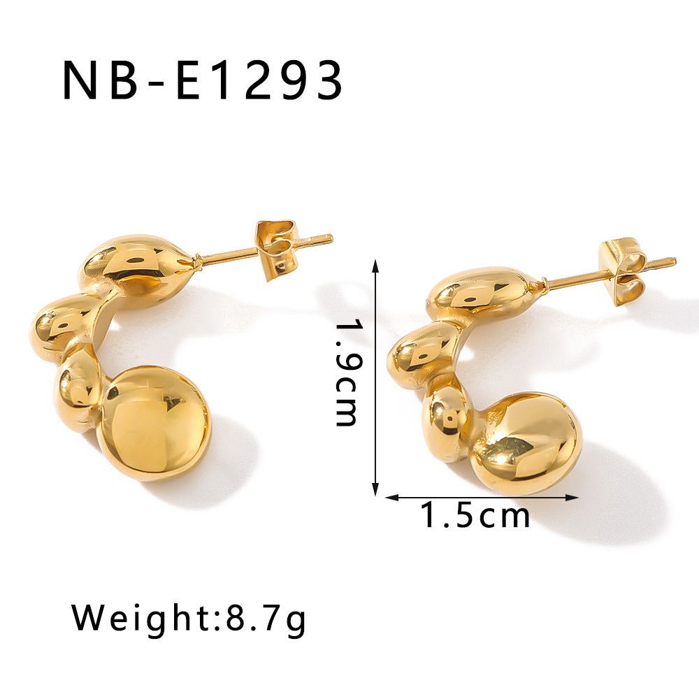 Minimalist Geometric Stainless Steel Hoop Earrings with 18K Vacuum Plating for Women