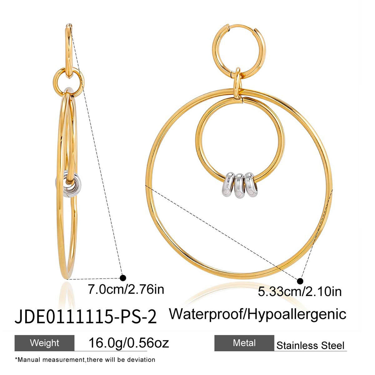 Minimalist Geometric Round Plated Stainless Steel Hoop Earrings for Women