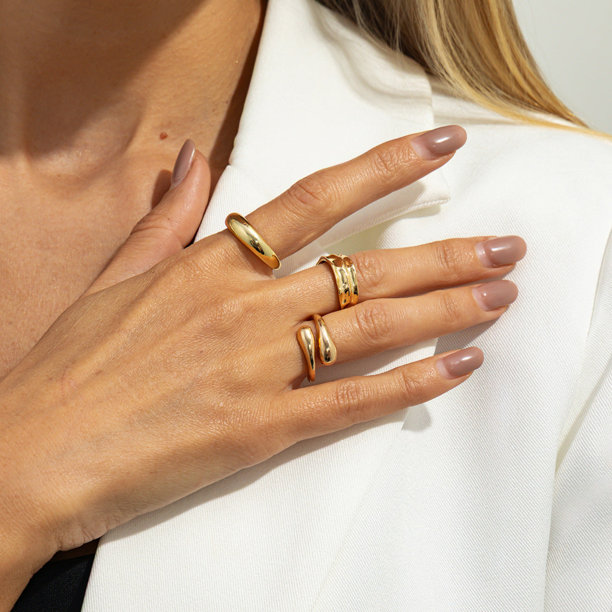 Minimalist Geometric Zinc Alloy Plated Irregular Knuckle Ring Set for Women