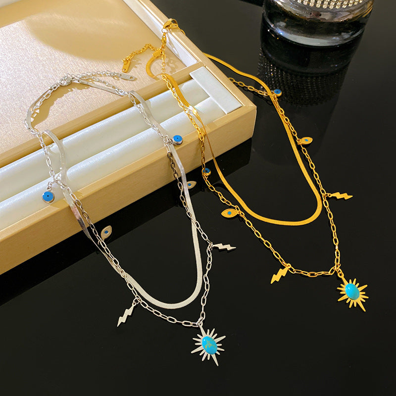 Minimalist Elegant Gold Plated Titanium Steel Letter Heart Butterfly Pendant Necklace with Curb Chain