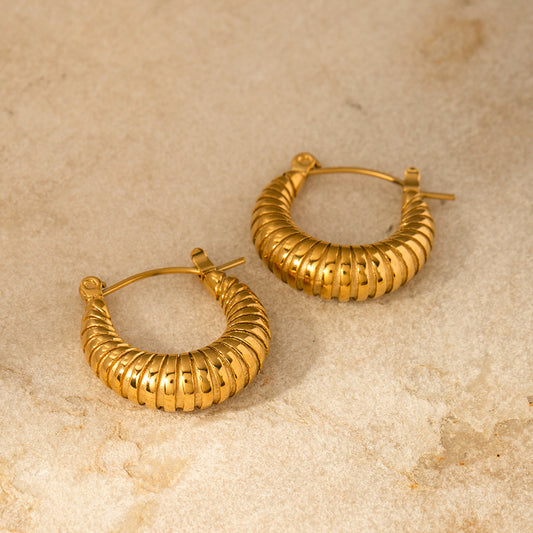Orecchini a cerchio da donna in acciaio inossidabile placcato oro 18K geometrici minimalisti