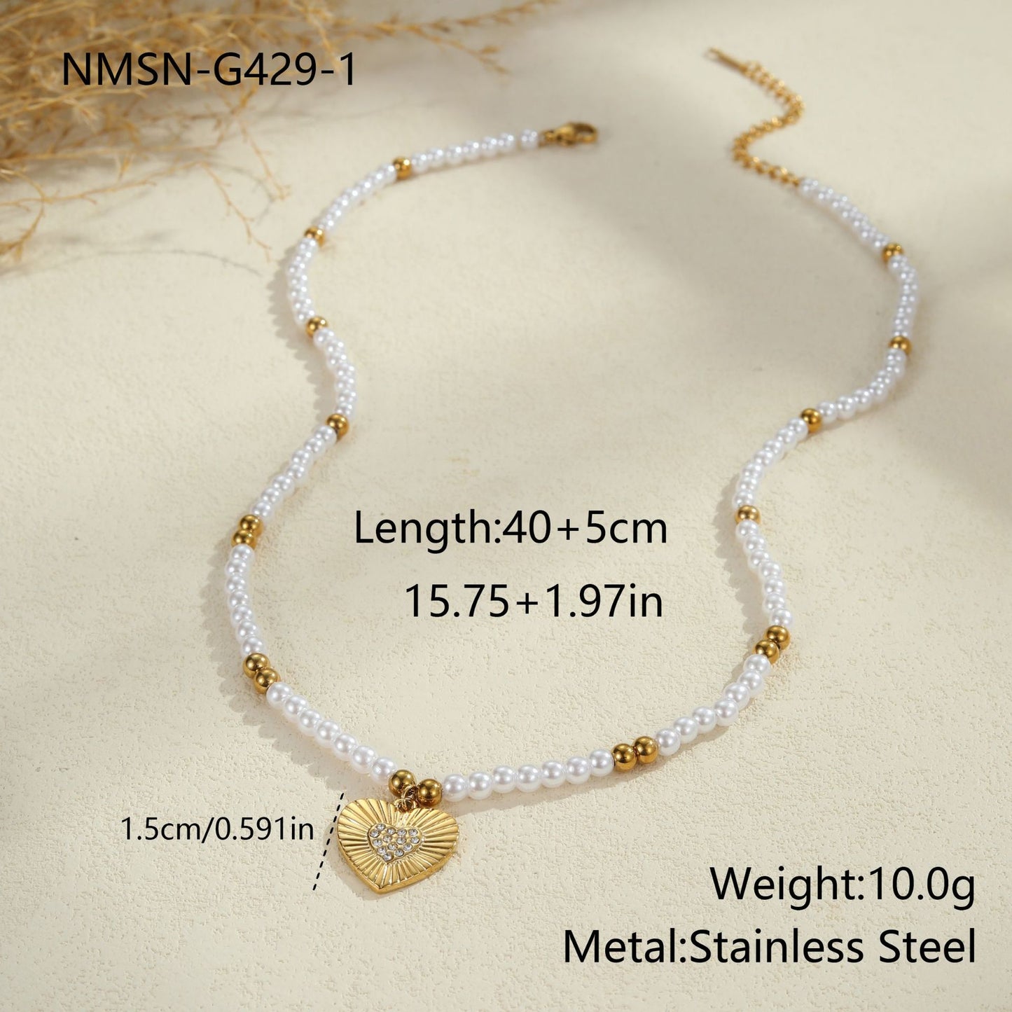 Collana pendente da donna alla moda minimalista a forma di cuore in acciaio inossidabile con finitura placcata