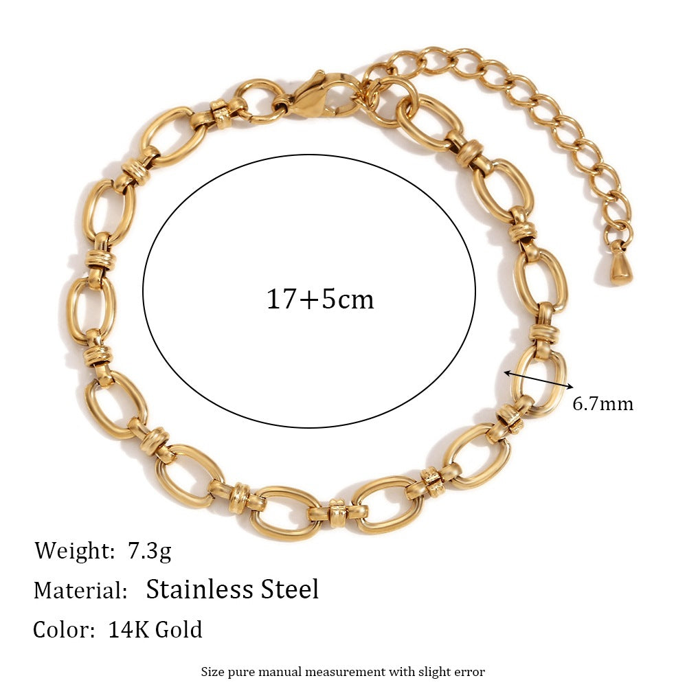 Bracciale da donna placcato oro 14K con croce e chiusura a moschettone in acciaio inossidabile geometrico minimalista
