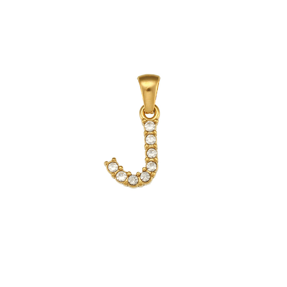 Minimalist Letter Pendant Necklace Stainless Steel with 18K Gold Plating Micro-Pave Zirconia and Pearl Accents