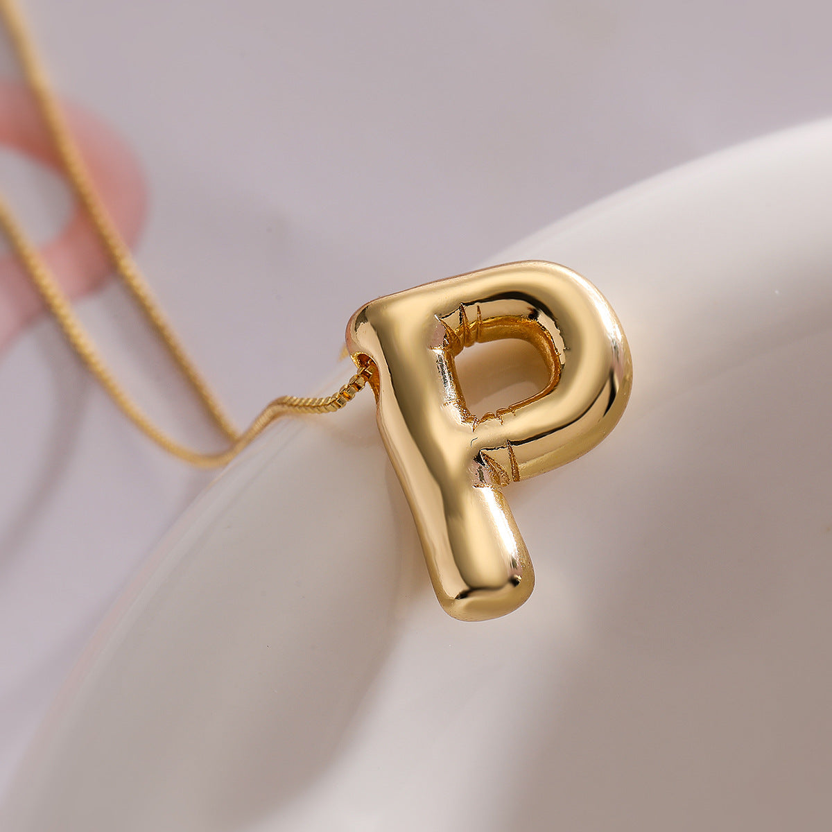 Minimalist Irregular Geometric Letter Balloon Pendant Necklace for Women