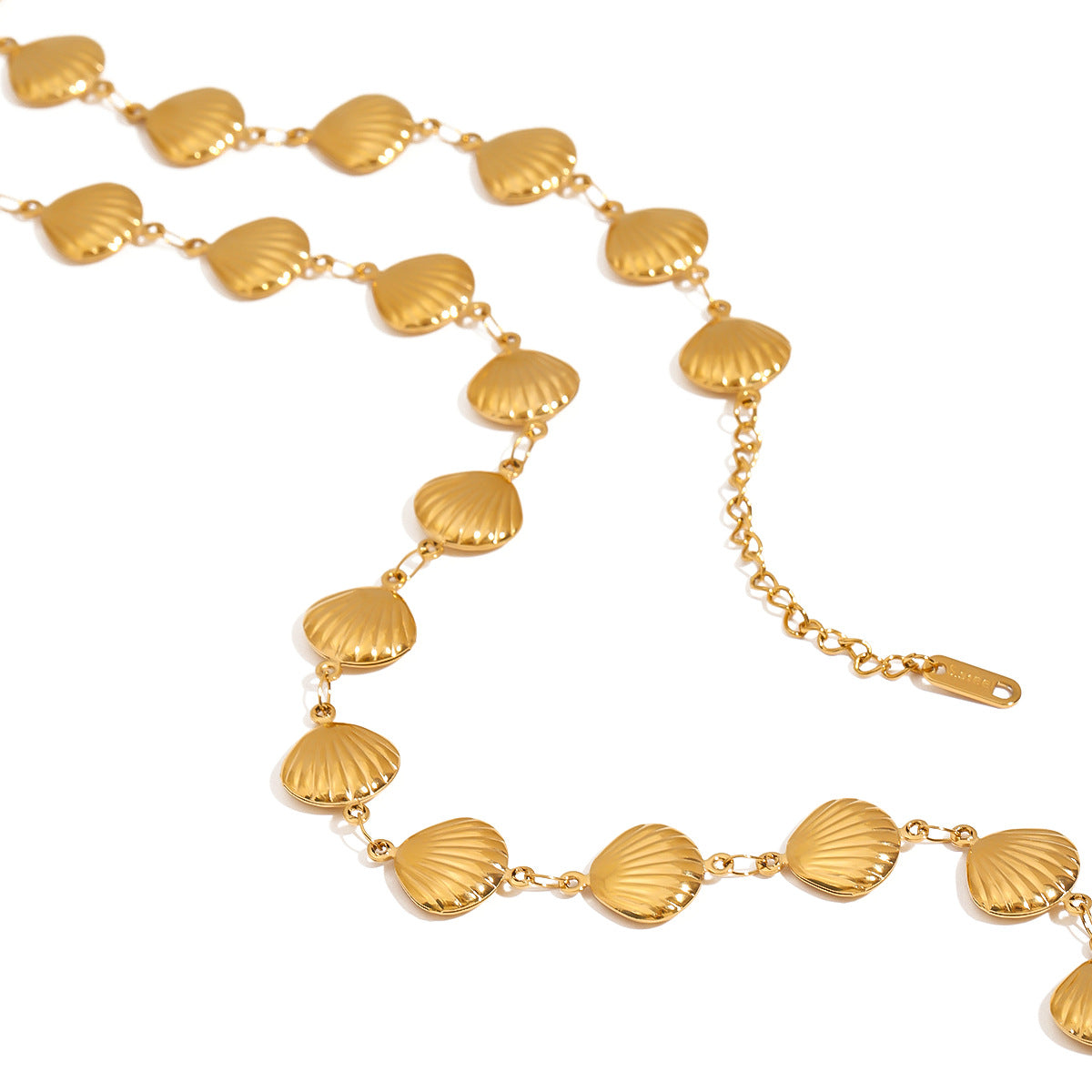 Ocean-Inspired Minimalist Titanium Steel Necklace and Bracelet Set for Women with Shell Motifs and Electroplated Finish