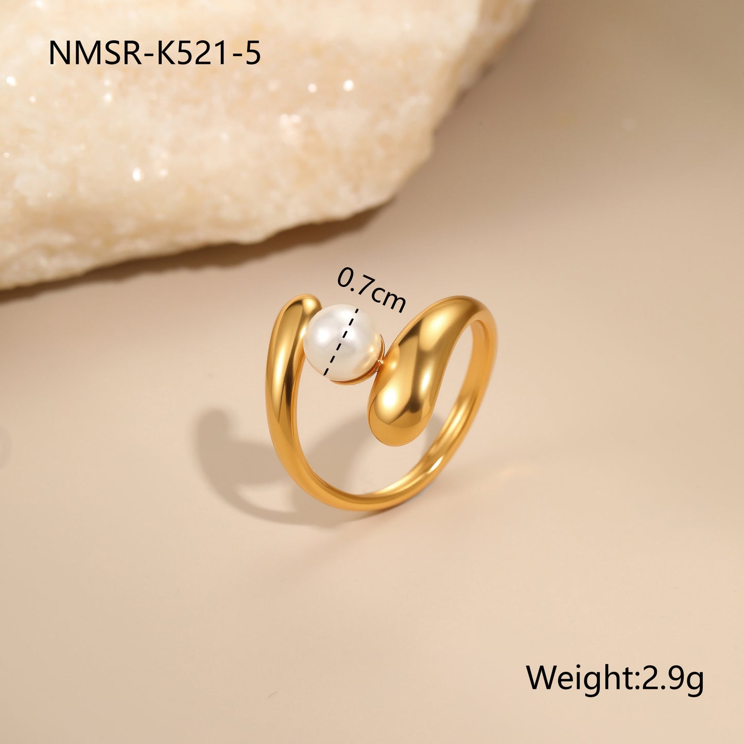 Anillo de acero inoxidable geométrico minimalista con acabado chapado, joyería de moda para mujer con banda abierta