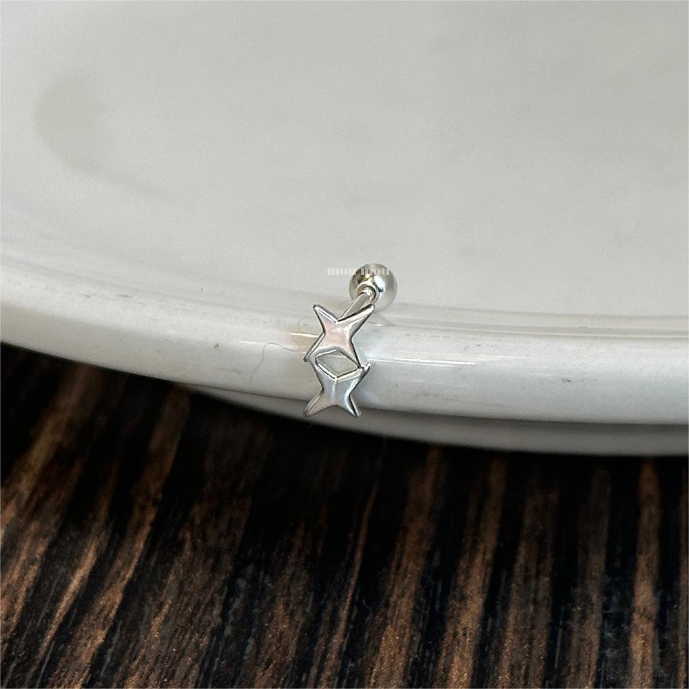 Pendientes de tuerca minimalistas en forma de estrella de plata de ley 925 con acabado chapado para mujer