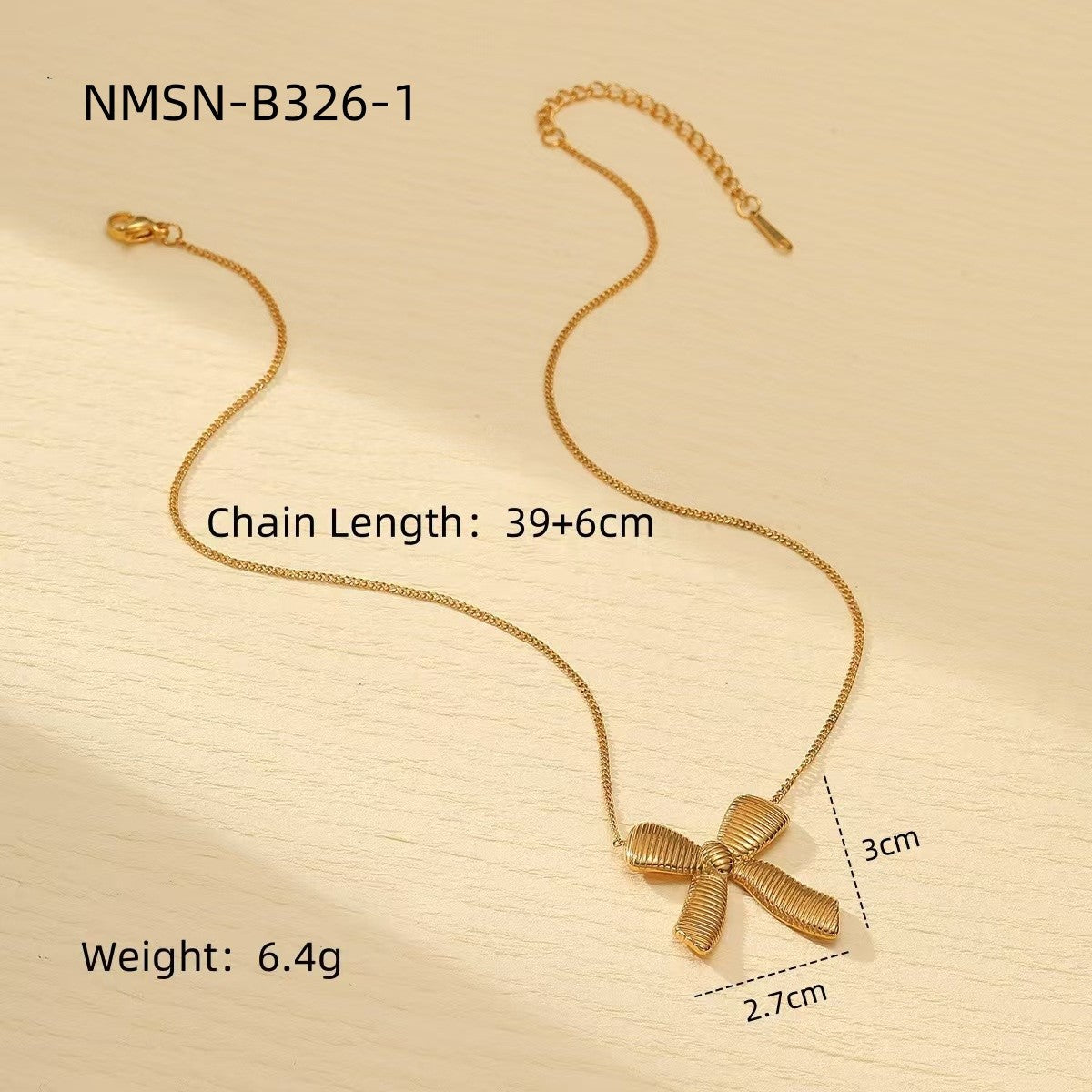 Collar minimalista de acero de titanio con forma de lazo para mujer, con acabado galvanizado y detalle de perlas