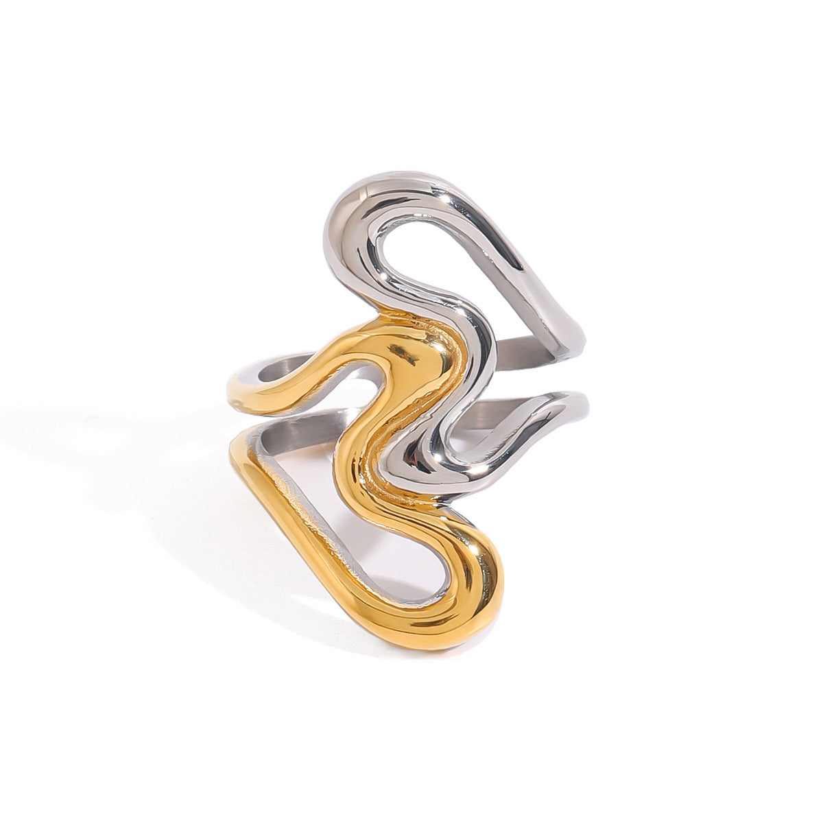 Geometric Plated Stainless Steel Ring for Women