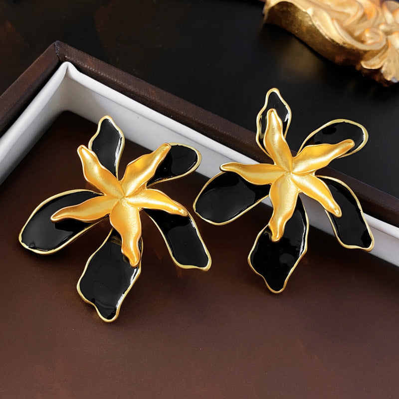 Vintage Geometric Alloy Earrings with Gold-Plated Finish and Stainless Steel Posts for Women