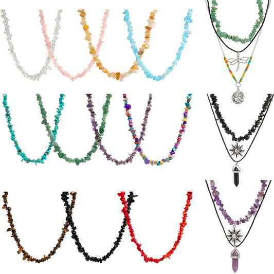 Collana da Donna con Ciondolo a Libellula Irregolare in Stile Floreale Rustico con Base in Lega e Intarsio di Strass su Catena di Perline