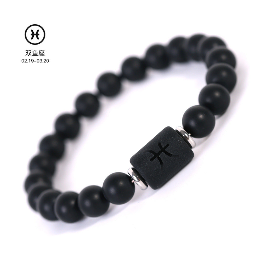 Elegant Business Matte Round Geometric Glass Zodiac Bracelet Unisex Gift