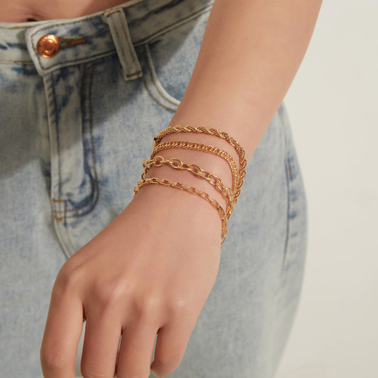 Bracciale Geometrico Minimalista in Lega per Donna con Finitura Placcata e Design Regolabile con Corda di Canapa