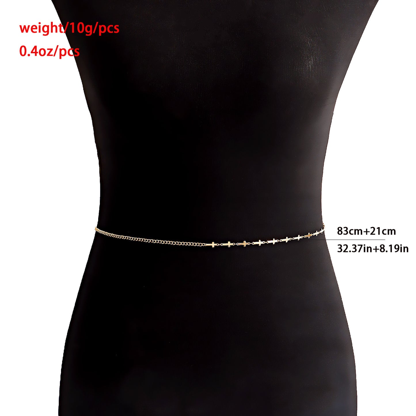 Minimalist Mini Cross Waist Chain for Women Made of Metal with Punk Style Accent