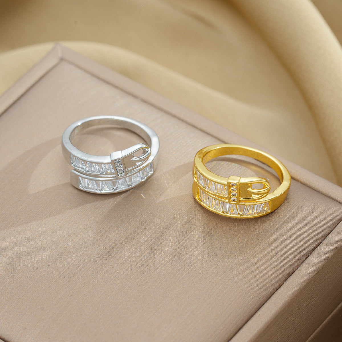 Geometric Open Ring for Women Made of Brass with Gold Plating Minimalist Fashion Accessory