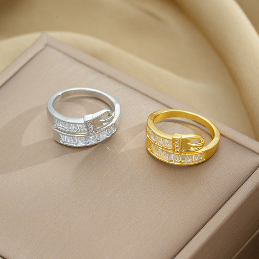 Geometric Open Ring for Women Made of Brass with Gold Plating Minimalist Fashion Accessory