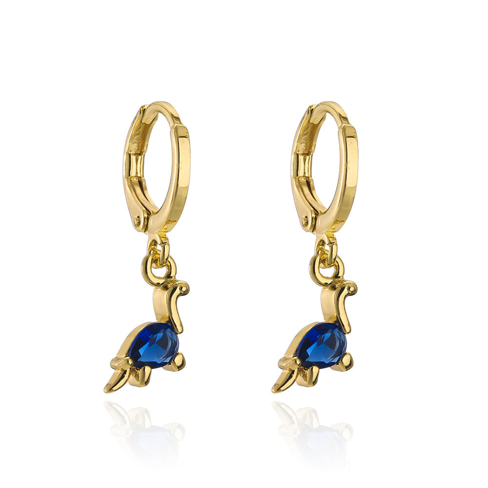 Creative Ocean Animal Inspired Geometric Earrings for Women in Brass with Real Gold Plating and Cubic Zirconia