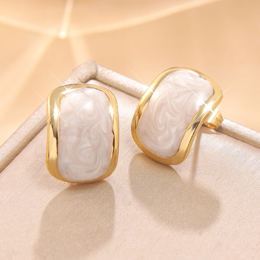 Orecchini a perno da donna in acciaio inossidabile con gocce geometriche eleganti e olio