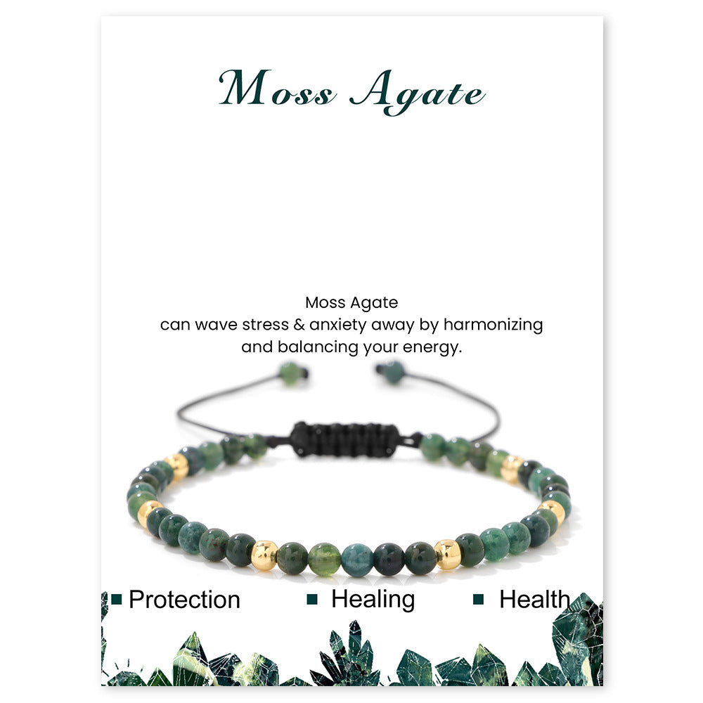 Minimalist Sweet Geometric Stone Beaded Bracelet Handmade Adjustable 4mm