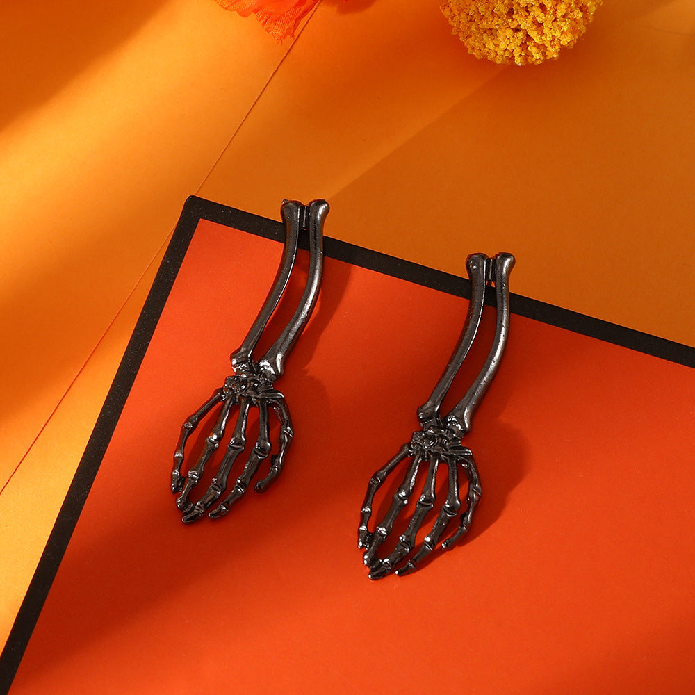 Pendientes de aleación con diseño de calabaza y calavera, estilo punk, chapados en oro, para mujer, temáticos de Halloween