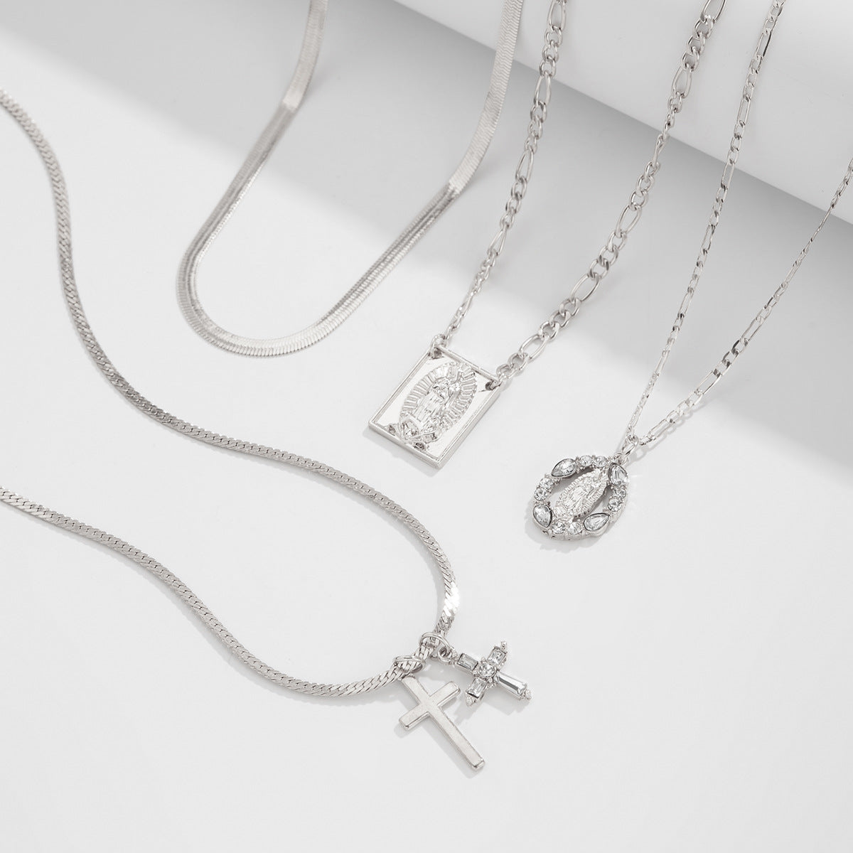 Minimalist Cool Vintage Cross Pendant with Tassels on Snake Chain Choker for Women in Metal with Plating Finish