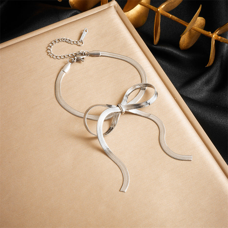 Minimalist Plated Stainless Steel Butterfly Snake Chain Bracelet for Women