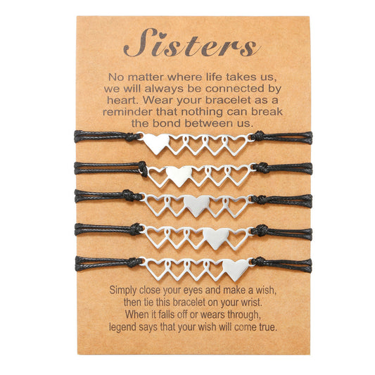 Geometric Stainless Steel Woven Friendship Bracelet Set for Unisex