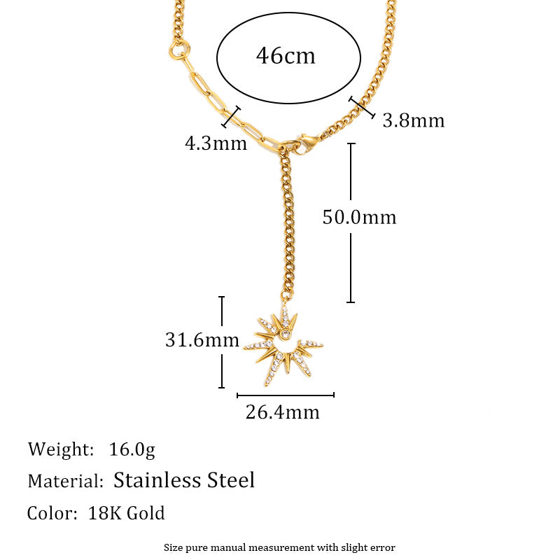 Collana con ciondolo minimalista in acciaio inossidabile placcato oro 18 carati a forma di stella con nappa