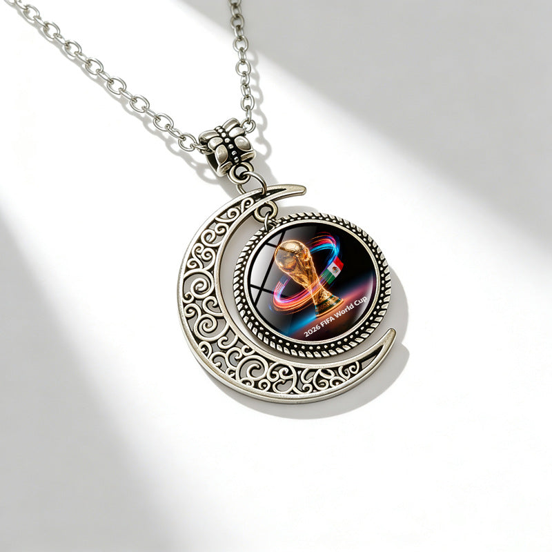 Sporty Geometric Alloy Plated Necklace with Crystal Pendant Unisex Cable Chain