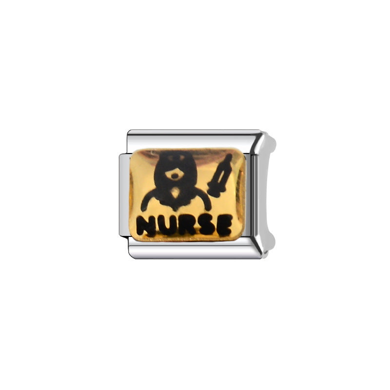 Sweet Cartoon Plated Stainless Steel DIY Charm Bar Bracelet Unisex