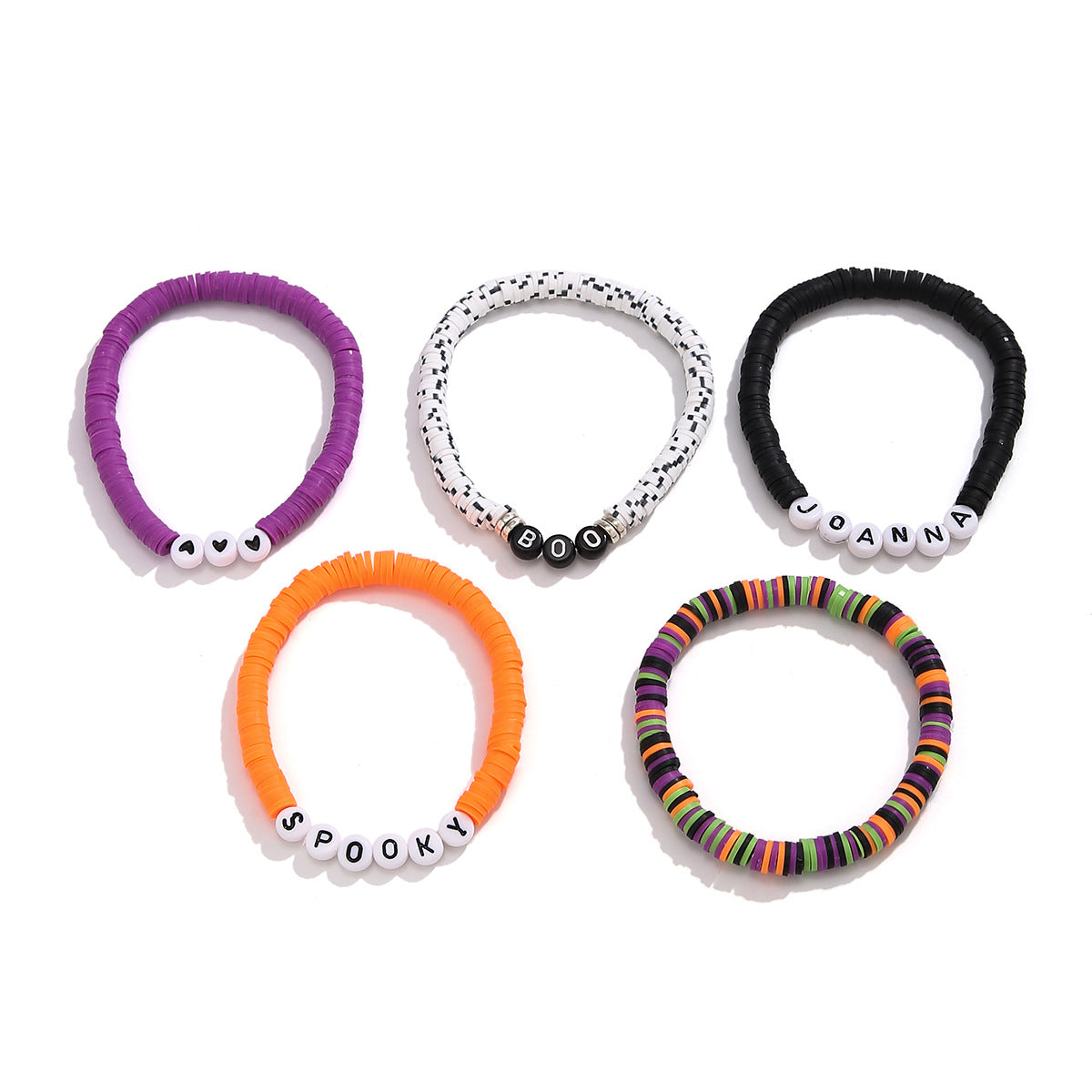 Vintage Gothic Style Letter Beaded Stretch Bracelet for Women with Acrylic Charms and Handmade Craftsmanship