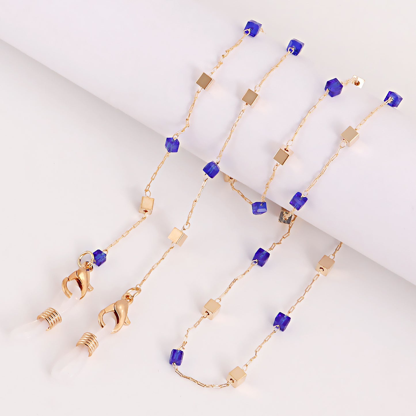 Crystal Inlay Alloy Mask and Glasses Chain