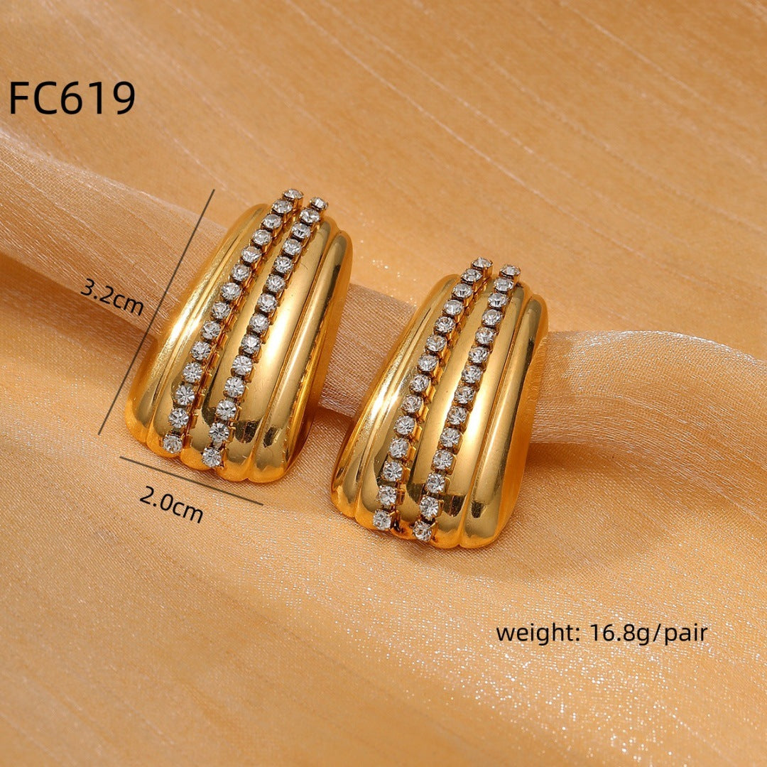 Orecchini a Cuore da Donna in Acciaio Inossidabile Stile Vintage con Placcatura in Oro 18K