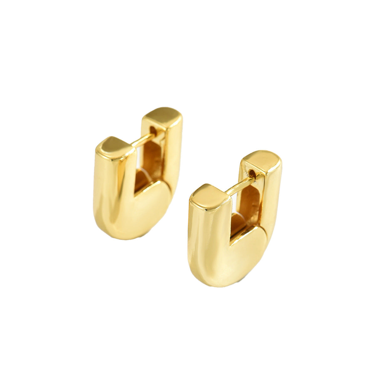 Pendientes de Cobre Chapados en Oro de 18K con Diseño Geométrico en Forma de U para Mujer