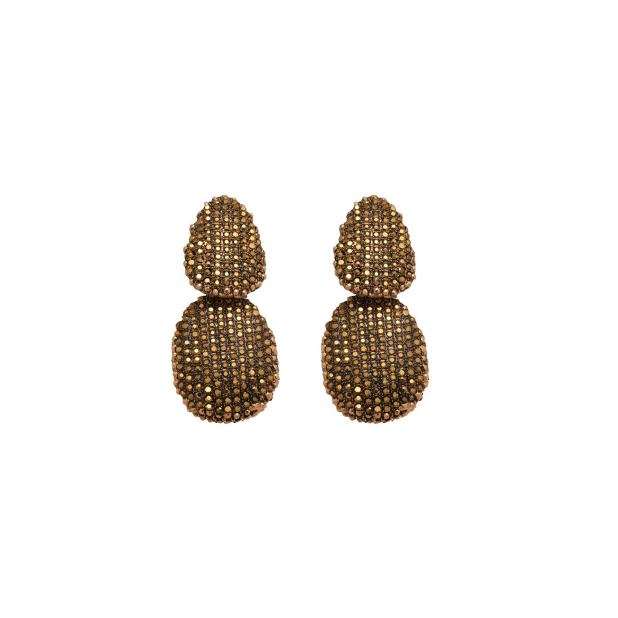 Orecchini a perno ovali geometrici vintage in lega con intarsio di strass da donna