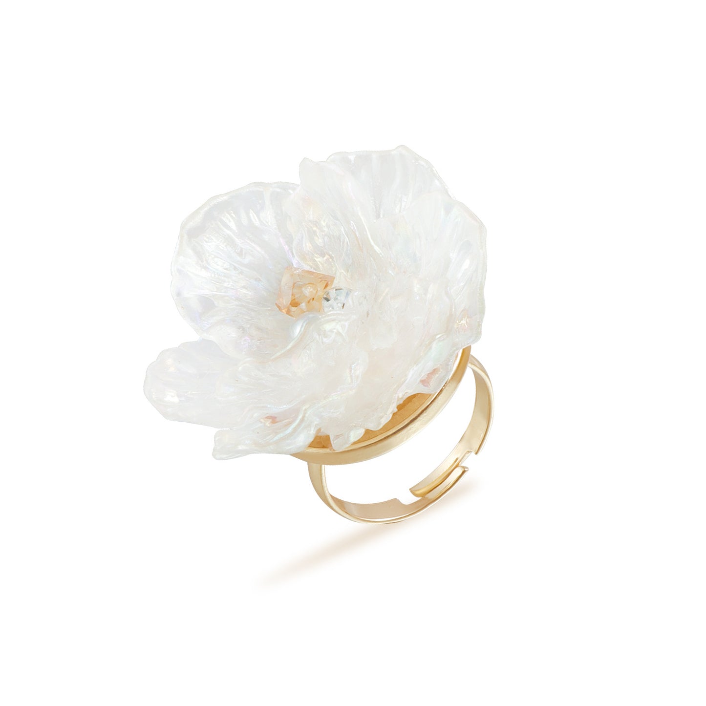 Gargantilla de aleación a la moda ligera con diseño de flores en 3D y forma festoneada, acabado galvanizado para mujer