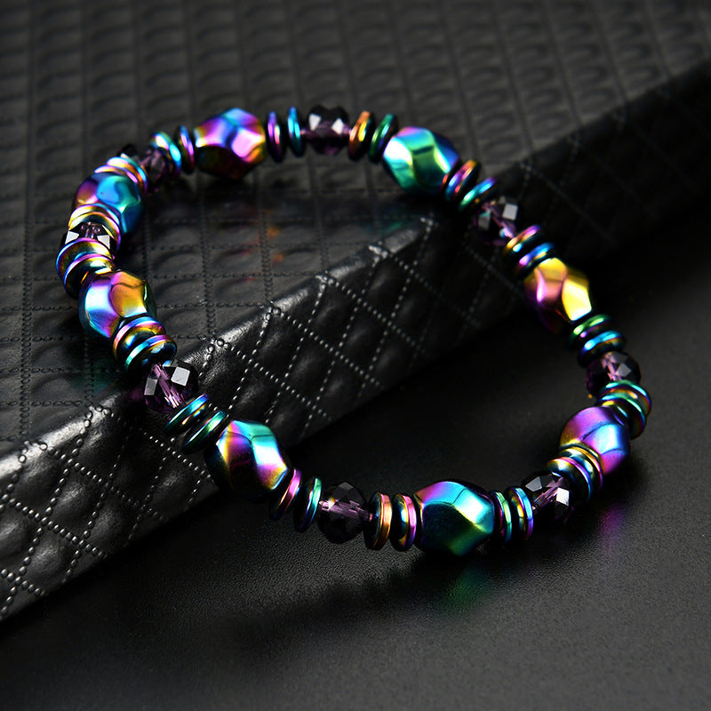 Sweet Geometric Hematite Magnetic Bracelet Unisex Handmade Woven Bangle