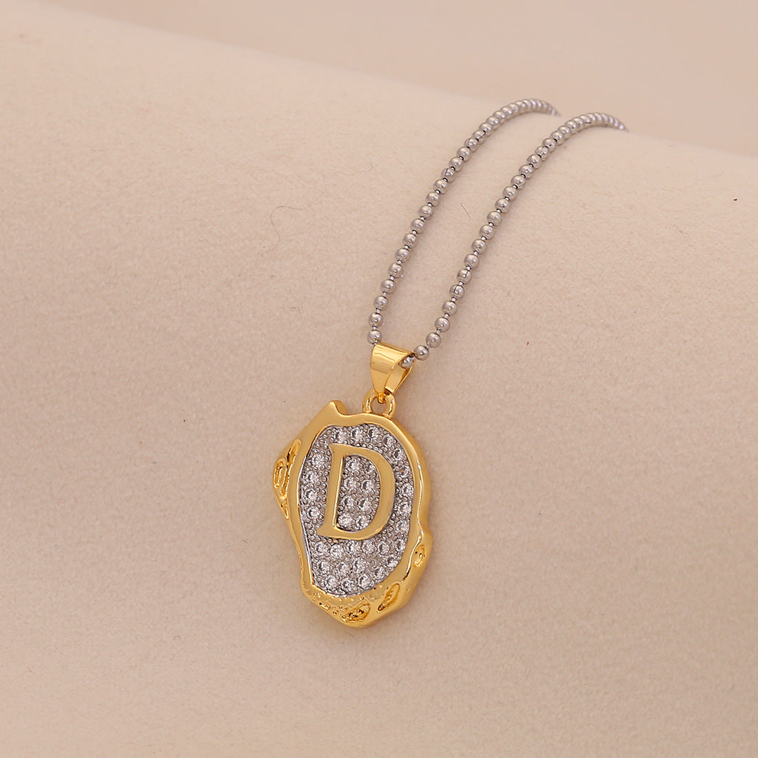 Retro Letter Pendant Necklace for Women in Brass with Minimalist Elegant Locket Style
