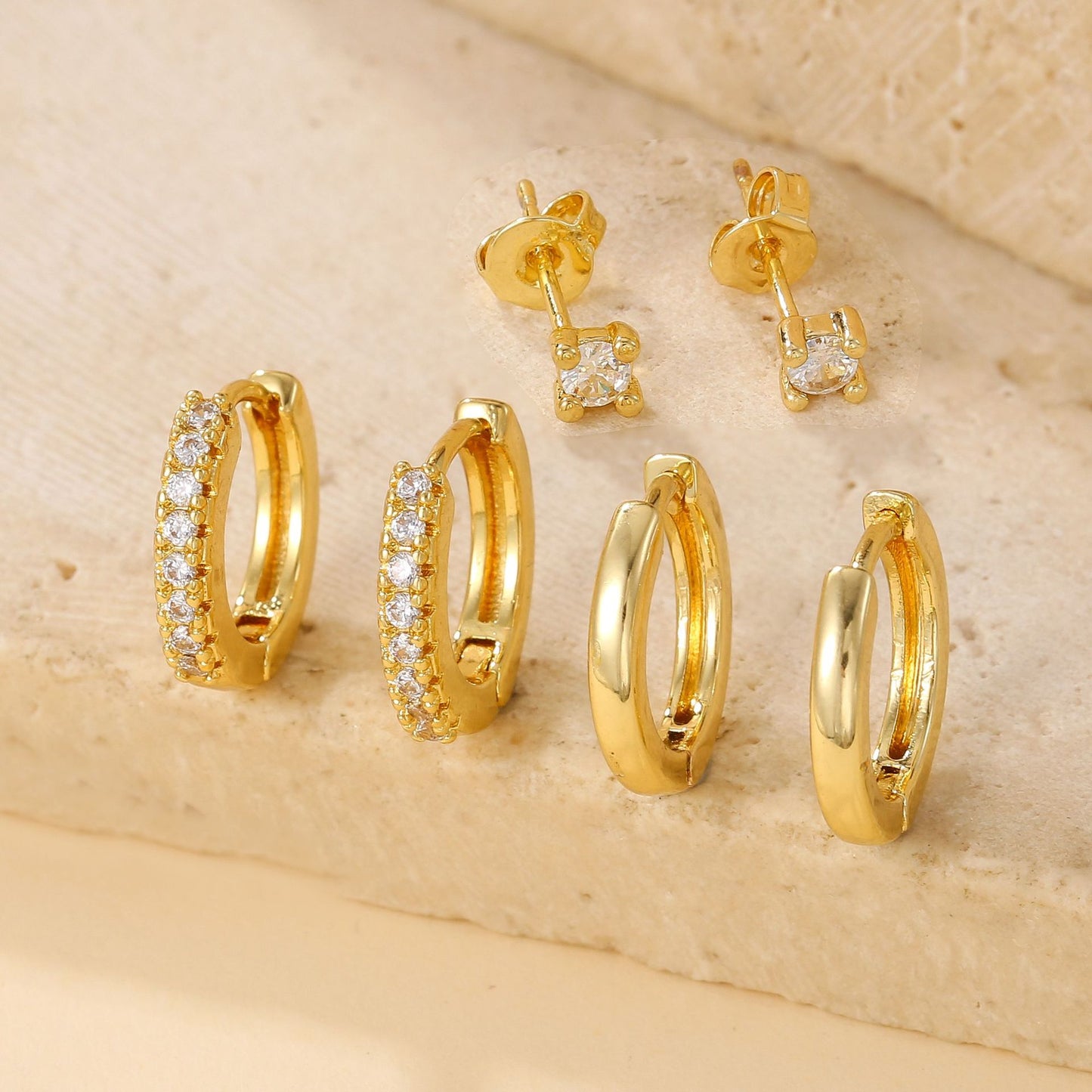 Luxury Elegant Geometric Rhinestone Inlay Alloy Earrings Set for Women