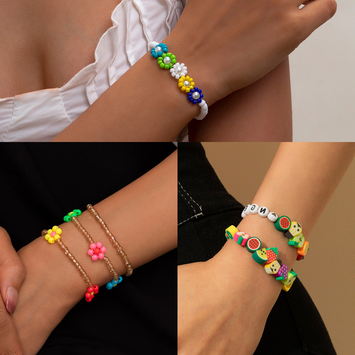 Sweet Plated Alloy Beaded Bracelet Set for Women
