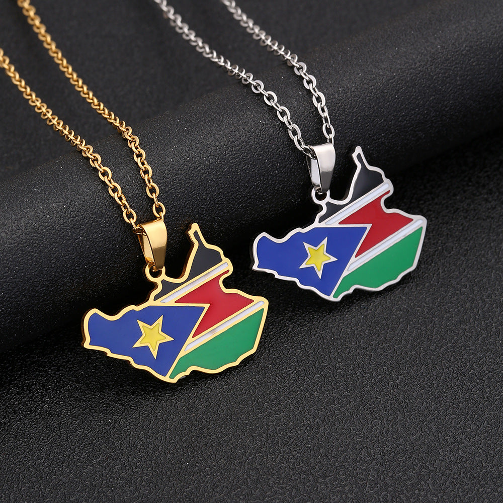 Collana con ciondolo geometrico in acciaio inossidabile con finitura placcata per donna e uomo, catena O alla moda casual per maglione