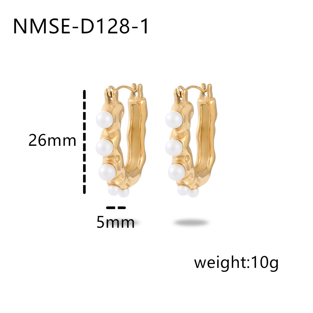 Orecchini da donna in acciaio inossidabile geometrici lussuosi e minimalisti con placcatura in oro e dettagli in perle